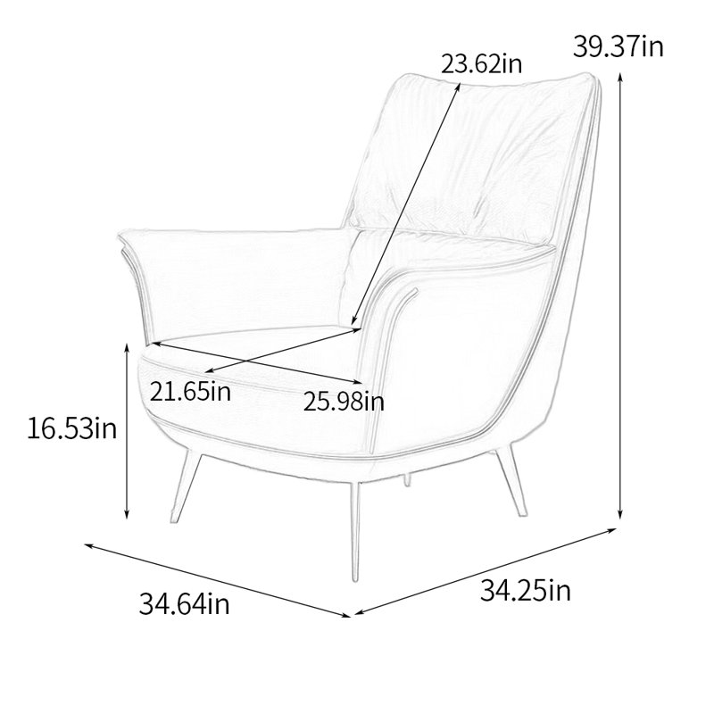 Fauteuil large Allijah 34,64 po, Leath-Aire jaune