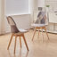 42.5cm H Patchwork Fabric Dining Chair, Retro Style Upholstered Side Chair with Solid Wood Legs-634238873-610847201