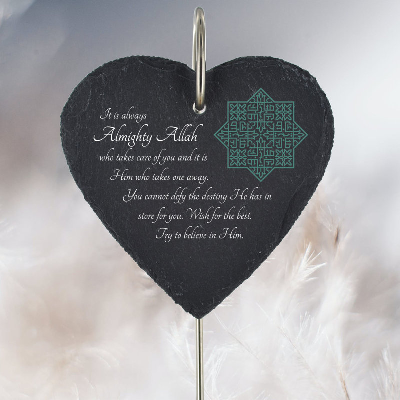 Birkner Waterproof Slate Heart Grave Marker People Memorial Plaque