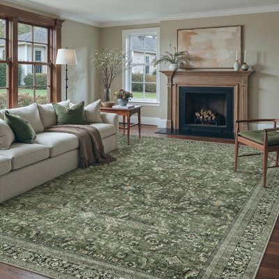 Goudeau Vintage Green Area Rugs For Living Room With Non-Slip Backing