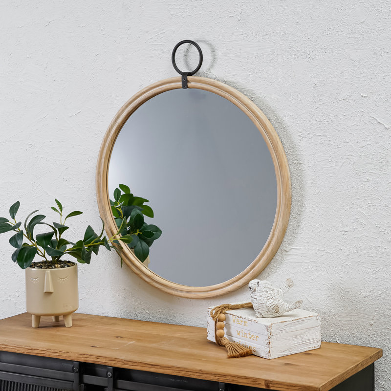 Round Distressed Wood Akbar With Top Loop
