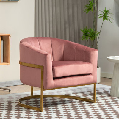 Gold frame velvet armchair