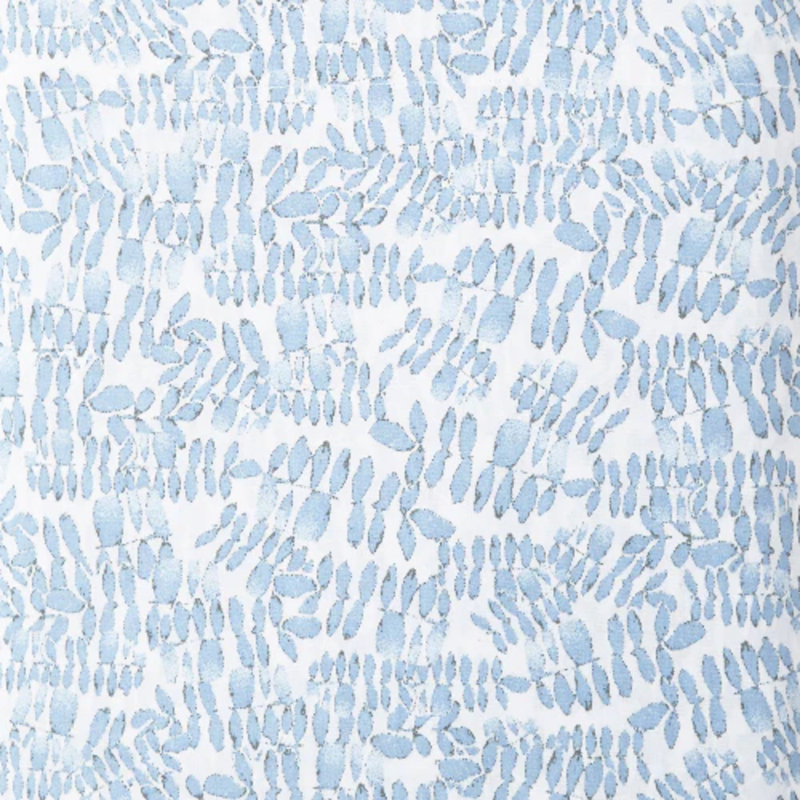Fern 200 Thread Count Floral Pima Cotton Percale Flat Sheet, King Flat Sheet, White/Denim