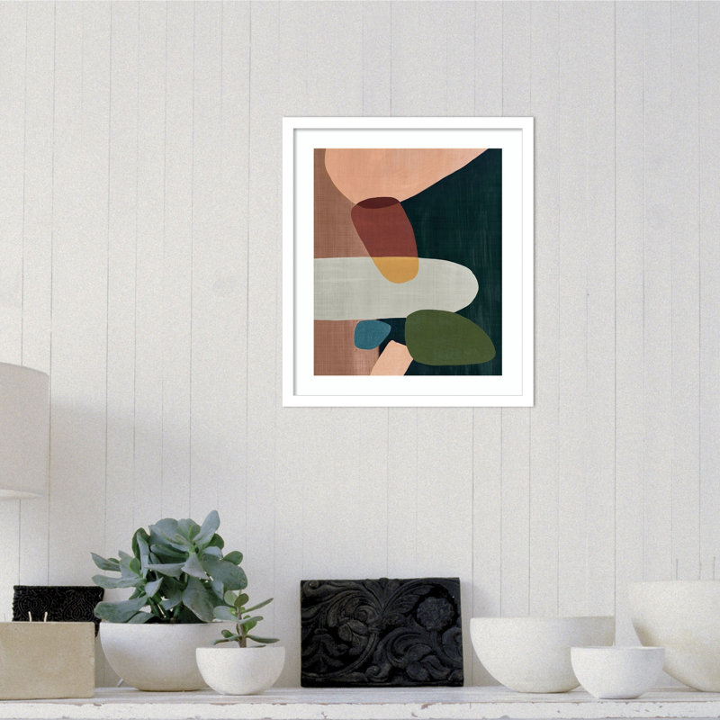 Stacking Pebbles I Mauve by Eva Watts, 33.5" H x 29" W x 0.75" D, Matte White