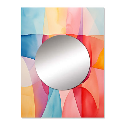 Midcentury pastel color collages IV - Geometric Decorative Wall Mirror, Modern Mirror, Printed Metal Art