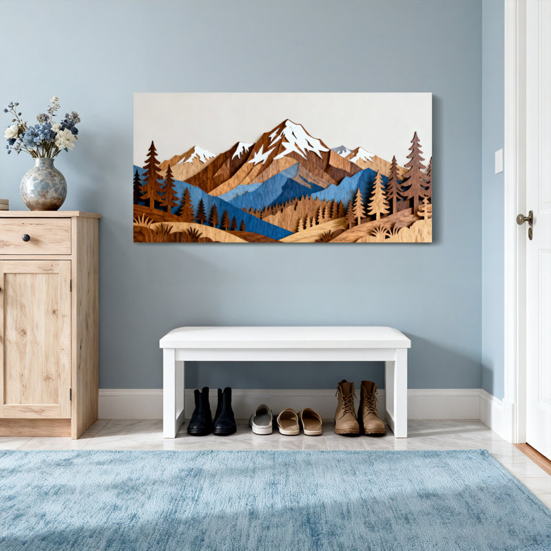 «Landscape & Nature Mountain Range Forest Landscape», reproduction d'art, H 16 po x l 32 po