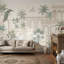 Décoration murale rétro amovible de papier peint discret vert-71071727-71071632