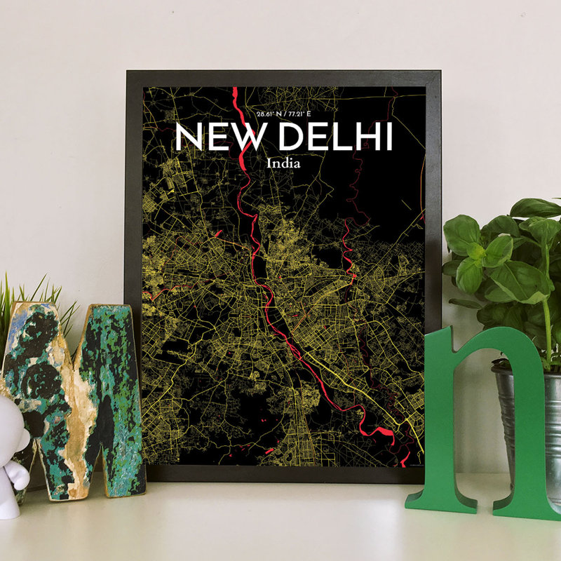 New Delhi City Map - No Frame Print, 43.2cm H x 27.9cm W x 0.13cm D