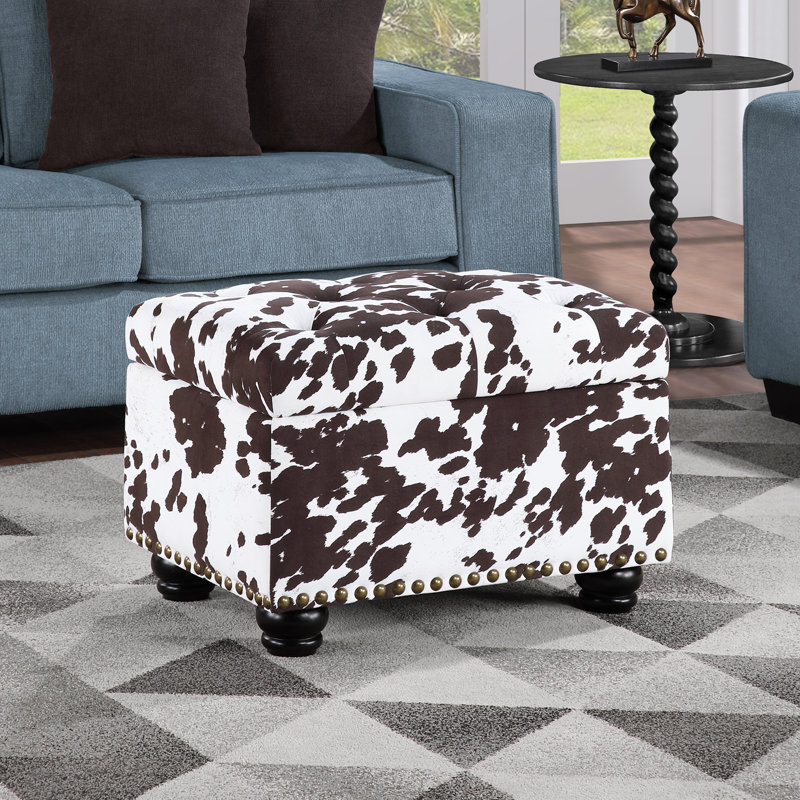 Repose-pieds avec rangement Frontenac, Brown Cow Print Fabric