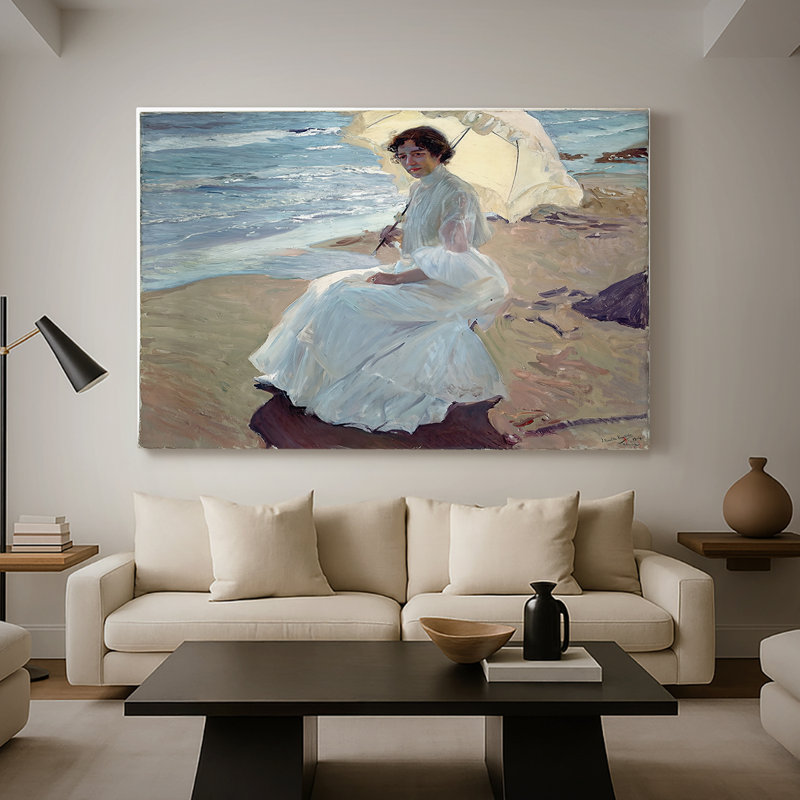 Clotilde sur la plage (Clotilde en la playa) - Jooa Sorolla - Toile tendue avec châssis - 1904, 40 po x 60 po