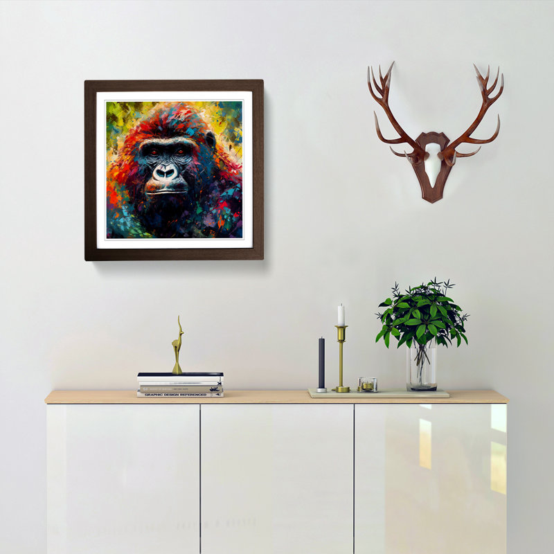 Gorilla Neo-Impressionism - Framed Print, Walnut