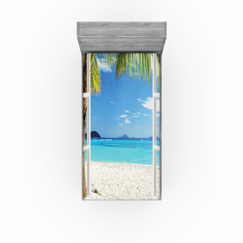 Ensemble de 2 draps-housse Ambesonne Tropical, Drap-housse de taille simple