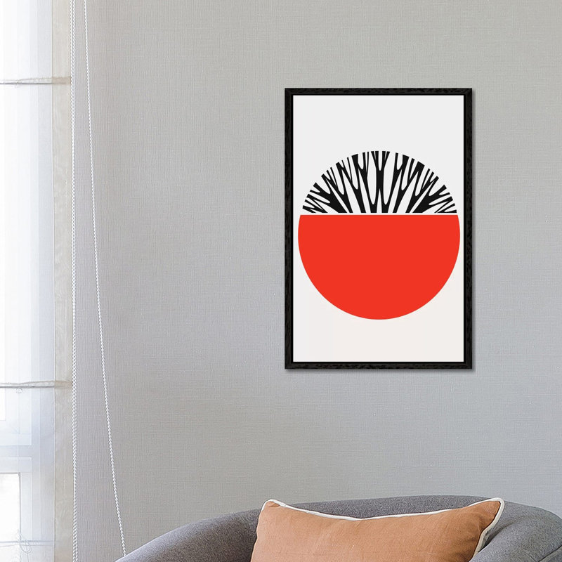 Abstractika - Red by Kubistika - Print on Canvas, Black Floater Framed, 66.04cm H x 45.72cm W x 3.81cm D