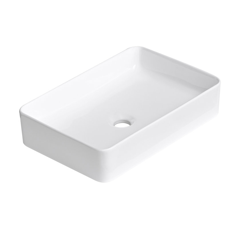 20" Rectangular White Ceramic Vessel Bathroom Sink