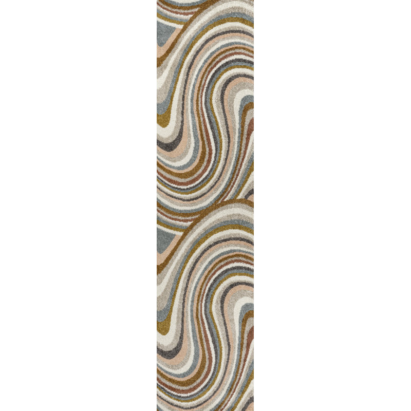 Albarado Abstract Swirl Red/Beige/Blue Rug, Runner 2' x 7'10"