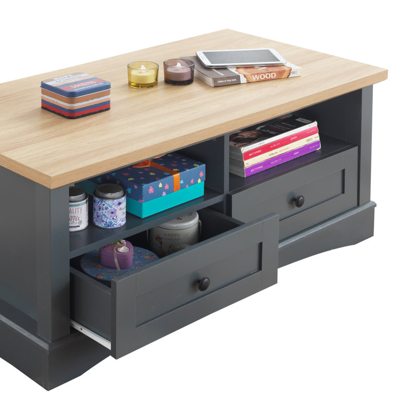 Fordwich Four Leg Coffee Table with Storage, Dark Grey