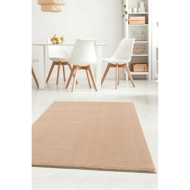 Elegant Cream Carpet (39.4 in Diameter), 100% Polyester, 6 mm Pile Height | Antibacterial, Non-Slip Gel Underside | Machine Washable, 1250 g/m² | Perfect for Living Room, Bedroom, & Play Areas, Durable & Stylish Design