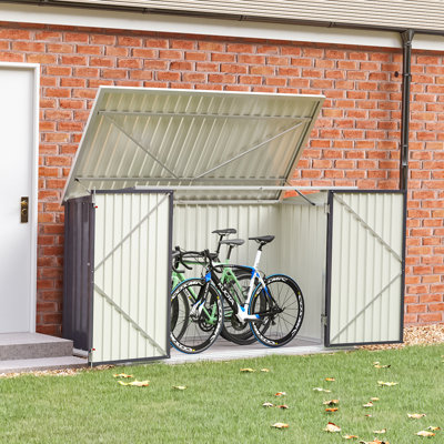 Charcoal‑Black Sloped‑Roof Metal Bike Storage Shed