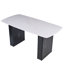 Rectangular Marble-Effect Dining Table with Perforated Black Metal Legs, Seats 6-8 People