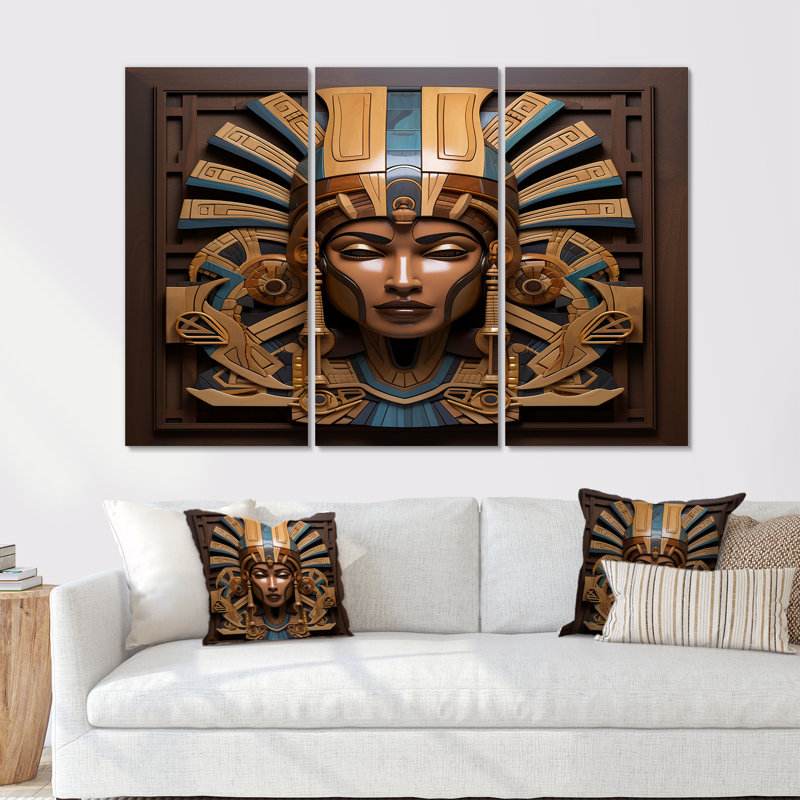 Masque égyptien «Bride of the Pharaoh» - ensemble de reproductions d'art égyptiennes, Toile tendue