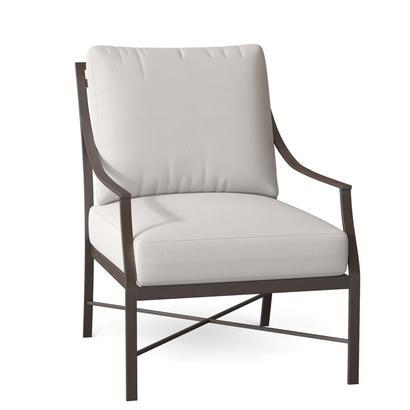 Monaco Arm Chair with Cushions, Natural White, No Welt, Slate Gray