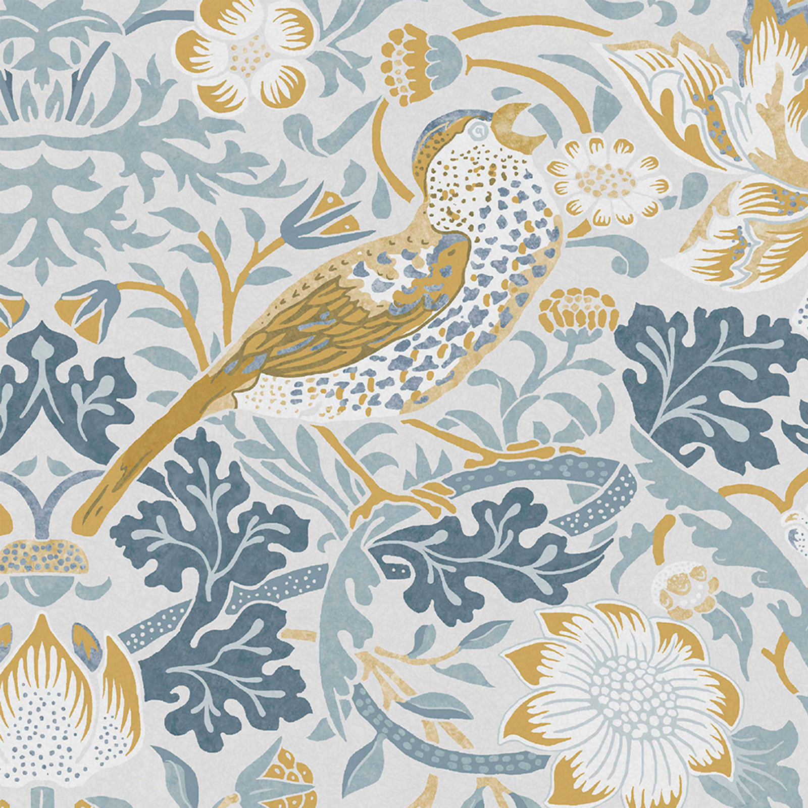 Floral Wallpaper, Soft Blue