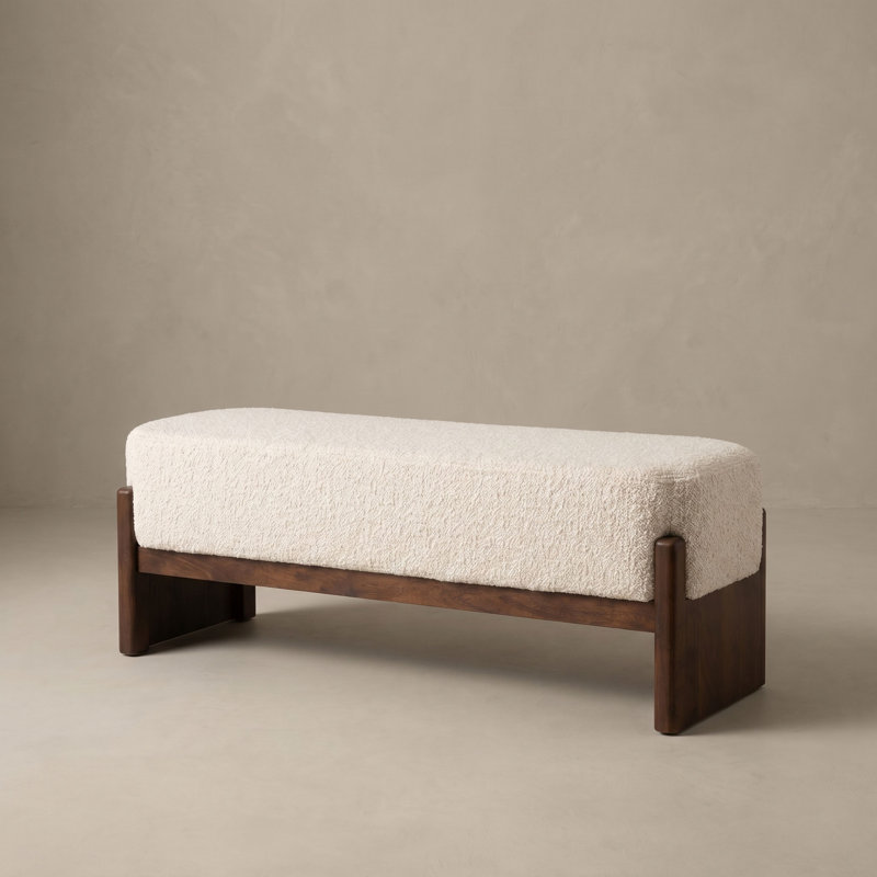 Banc rembourré en bois de manguier Bouclé