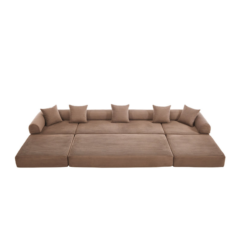 UNITED WE WIN Convertible Folding Sofa Bed, With Fixed Frame And Pillow Back Handrail, Cloud Corduroy Folding Mattress Sofa, Folding Memory Foam Bed In Living Room/Dormitory/Guest Room/Home Office/Apt