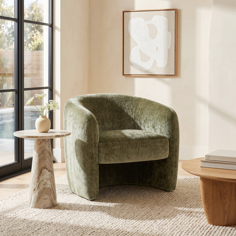 Solace Upholstered Armchair, Olive Green Chenille