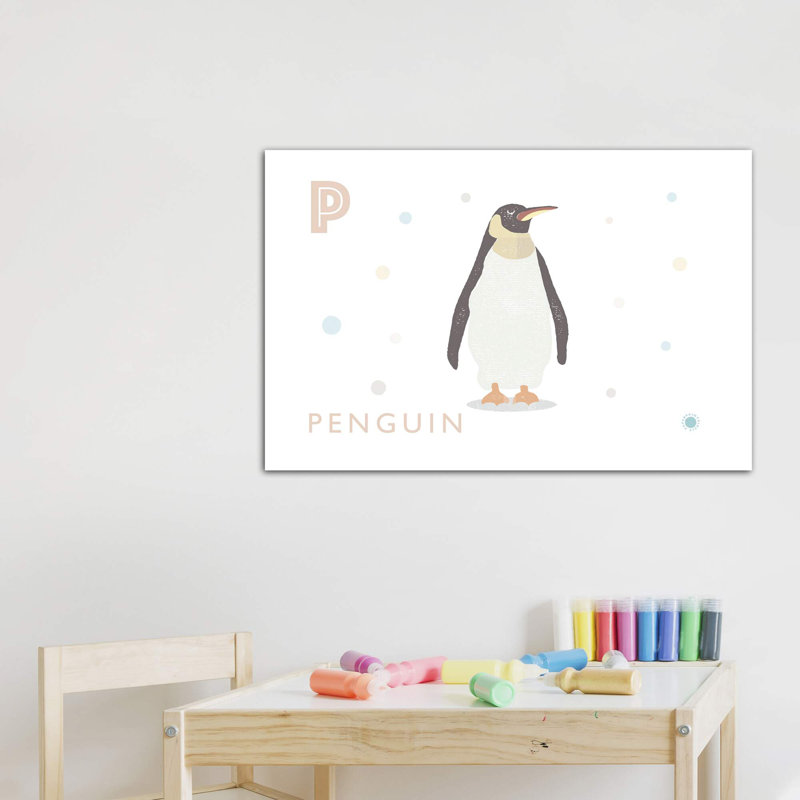Pingouin - reproduction d'impression, Pas de tapis, Toile tendue, H 26 po x l 40 po x 1,5 po