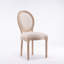 Chaise de salle à manger avec cadre ovale en bois massif de style français et dossier ovale en lin, ensemble de 2, beige