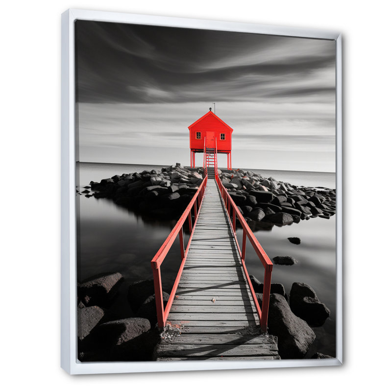 Valo Coastal Pier Reflections I, H 32 po x l 16 po x P 1 po, Cadre flottant blanc