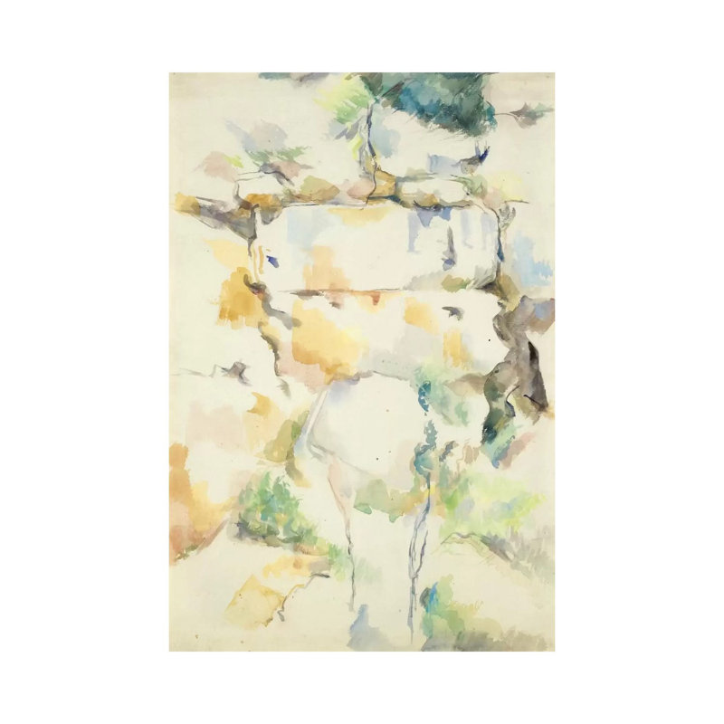 Rochers Pres Des Grottes Au-Dessus De Chateau Noir (Rochers A Bibemus) 1895-1900 by Paul Cezanne - Wrapped Canvas Painting