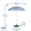 Harbour Housewares - Metal Beach Parasol & Base - 1.74 x 1.93m-79515940