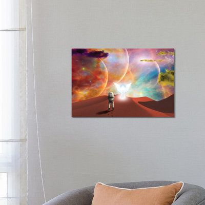Astronaut Meeting with the Angel 1 Piece Wrapped Canvas Wall Art