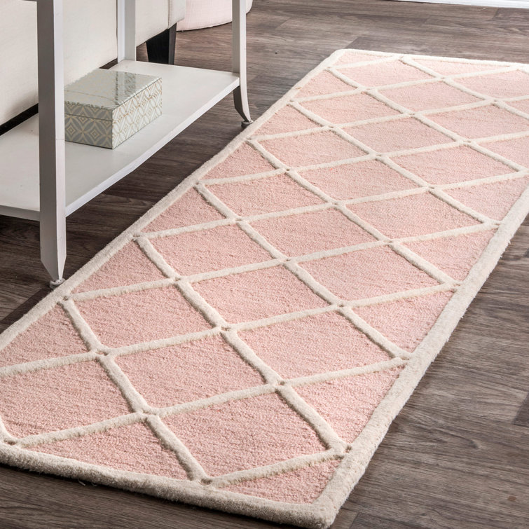 Tapis rose en laine crocheté à la main Swarthofthi