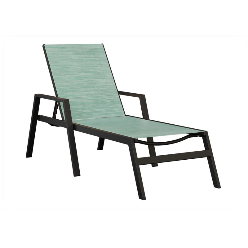 Chaise longue en aluminium noir mat Berlin, Bleu clair, Noir mat