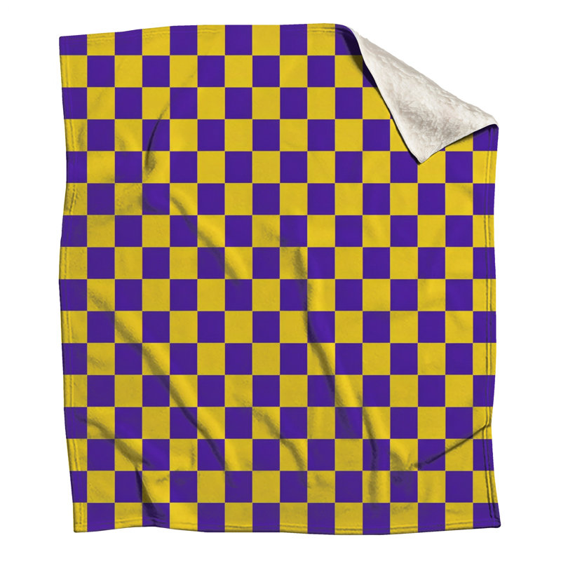 Yellow Purple Checkered Blankets, 50in W x 60in H