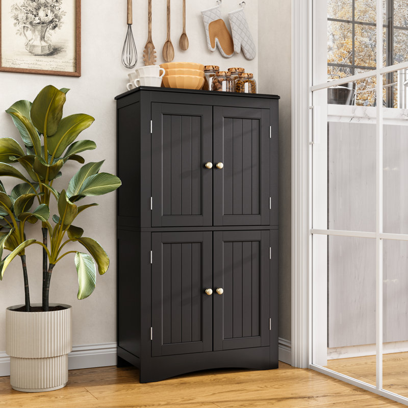 43" Floor Storage Cabinet, Storage Unit, Freestanding Cabinet with 4 Doors, Adjustable Shelves,Suitable for Multipurpose Use In Living Room, Kitchen, Bathroom & Entryway