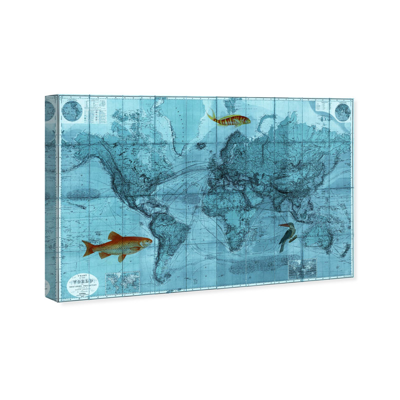 « world mercators map 1863 », impression sur toile, H 20 po x l 30 po x P 1,5 po