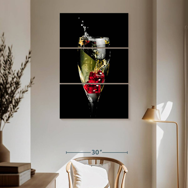 Dés rouges Senne en champagne, H 65 po x l 42 po
