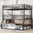 Full/Full XL Over Full/Full XL Over Queen Bunk Bed, Metal Triple Bunk Bed With Safety Guardrails, Heavy-Duty Bunk Bed With Noise-Reduced Design, Black-142196328