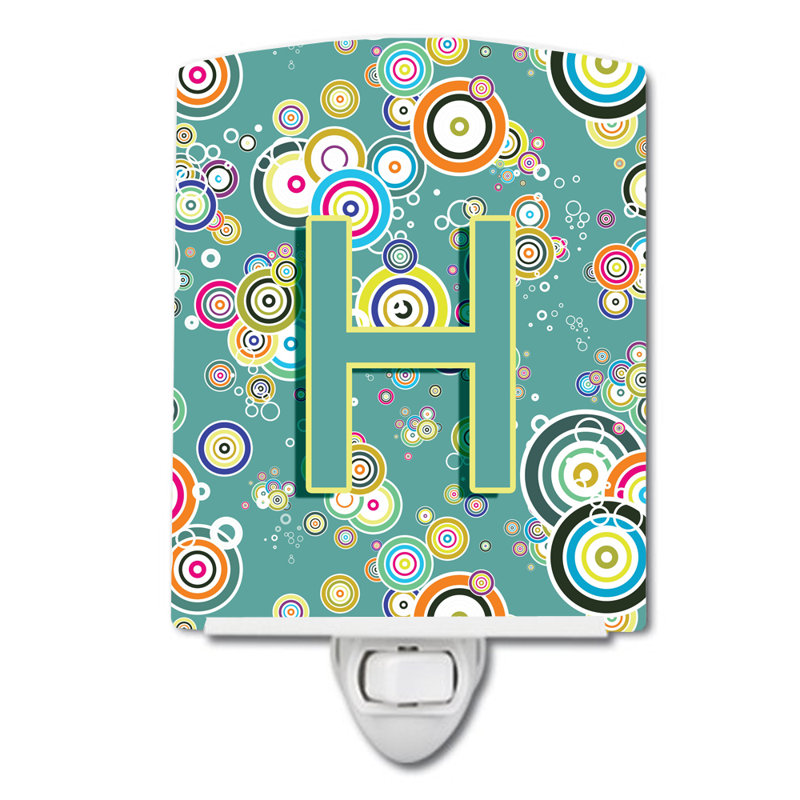 Circle Initial Alphabet Ceramic Night Light, H