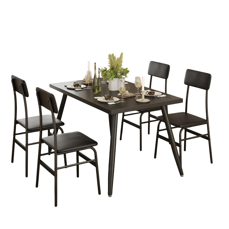 Modern 5-Piece Kitchen Table and Chairs, Dining Room Set with 4 Upholstered Chairs, Sturdy Dining Set for Small Spaces, Apartment and Dining Area