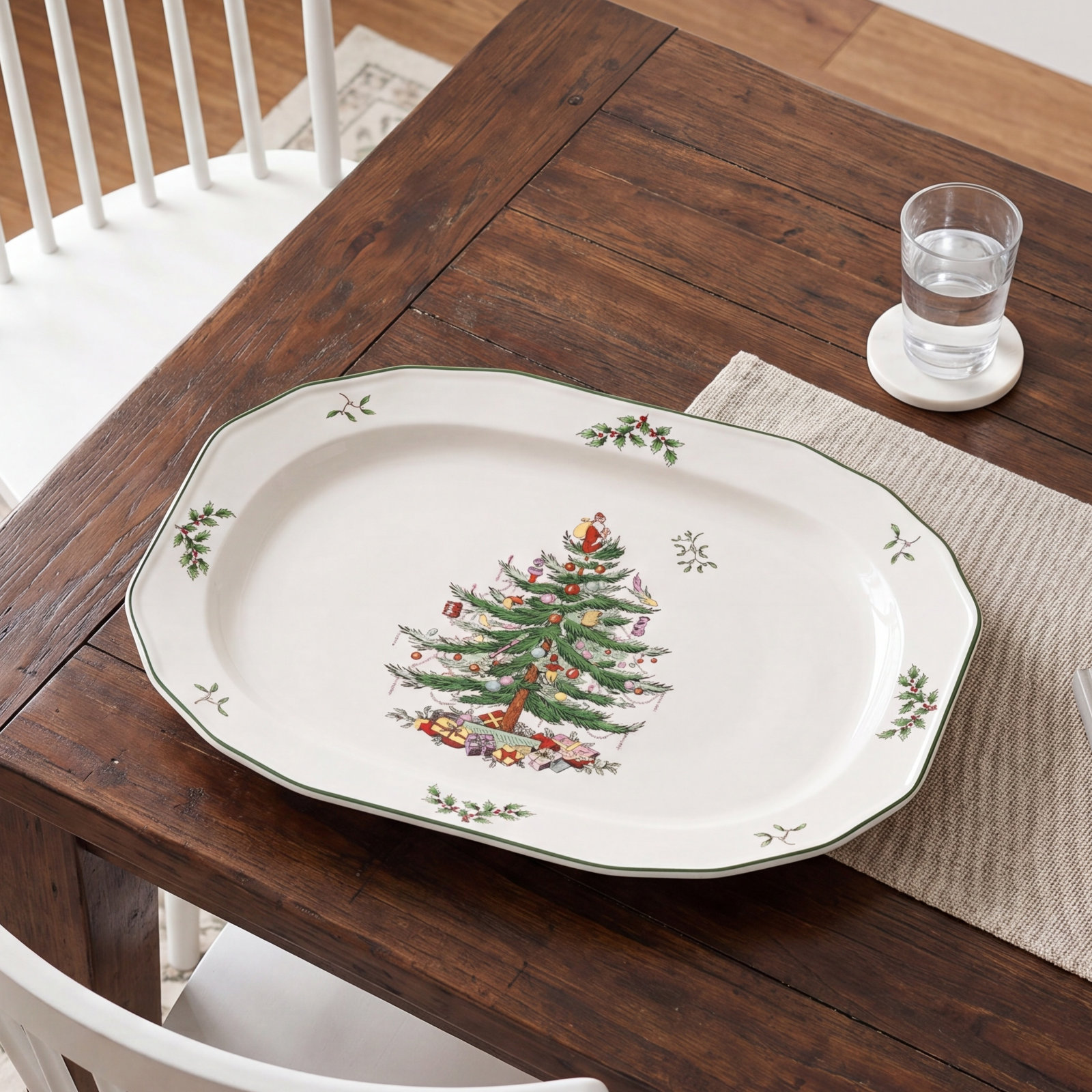 Christmas Tree Sculpted Oval Platter