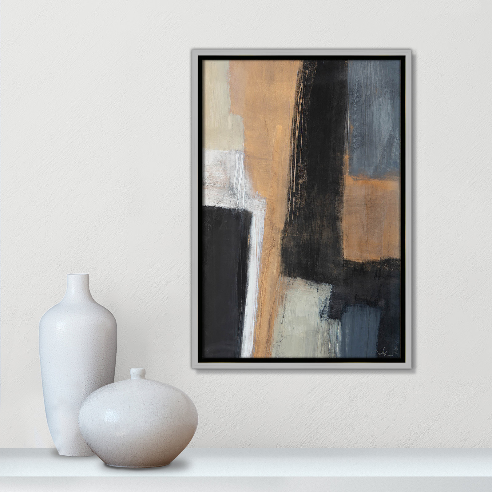 Calderon "Metallic Slate I" Print, 19.5" H x 13.5" W x 2" D, Silver