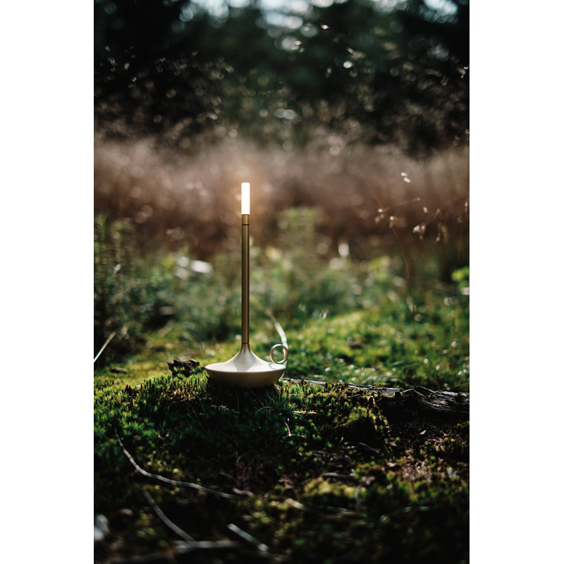 Candle-Inspired Portable Rechargeable Lamp - Wick, Brass, 10.2" H x 4.7" W x 4.7" D