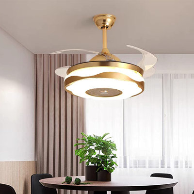 Ventilateur de plafond 36 po à 4 pales rétractables avec télécommande et ensemble d'éclairage inclus