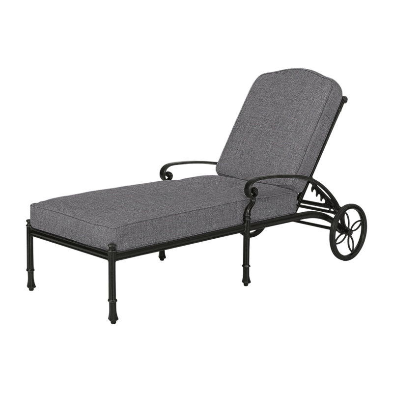 Bella Vista Outdoor Chaise Lounge, Cast Slate Sunbrella® Plainweave, Midnight Gold