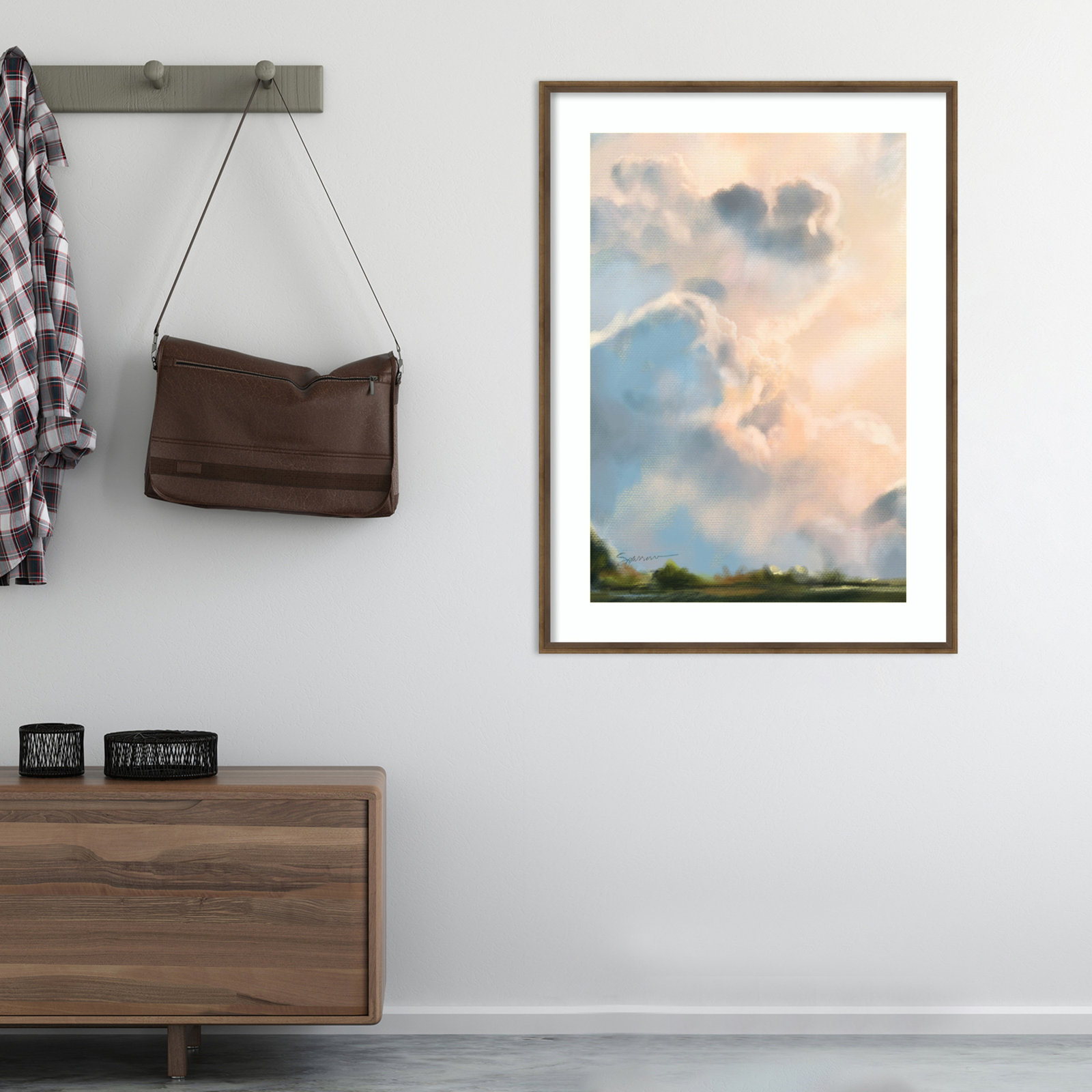 Miraval "Cloud I" Print by Mary Sparrow, 30" W x 41" H x 2" D, Bronze Framed
